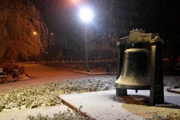 Первый, большой снег в Донецке