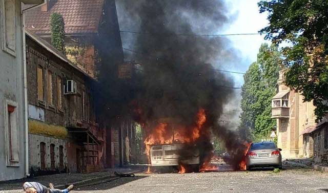 Обстрел центра Донецка 31 июля 2023